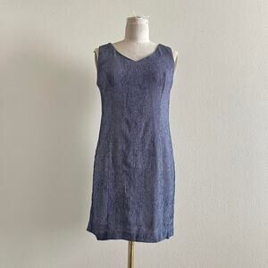 Vintage gray navy micro striped sleeveless mini dress